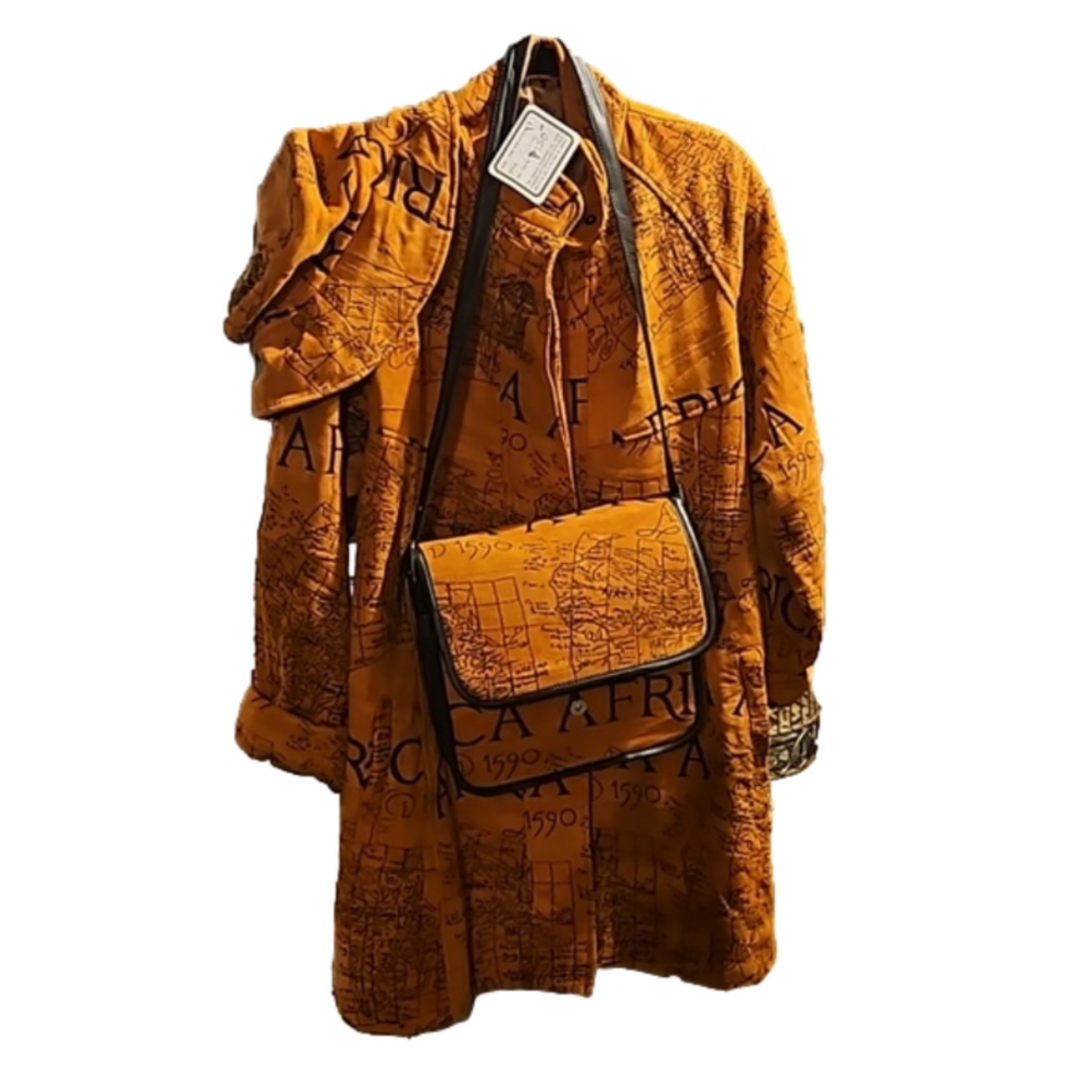 The African Star suede leather coat, hat, PLUS purse!!  One size its most!!